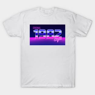 Original 1982 Style - 80s Neon Grid Nostalgia T-Shirt